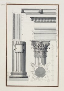कम्पोजिट ऑर्डर का विवरण, c.1750 (भूरे और काले रंग की स्याही और ग्रेफाइट से अधिक कागज पर धोएं) द्वारा जियोवन्नी बतिस्ता बोर्रा